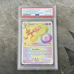 2022 Pokemon SWSH Full Art Unown 199 VSTAR Silver Tempest Secret Rainbow PSA 10 - Image 1