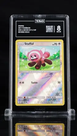 Stufful 111/149 Graded Tag 8 Reverse Holo Pokemon SM Base Set Super Cute NM MT - Image 1