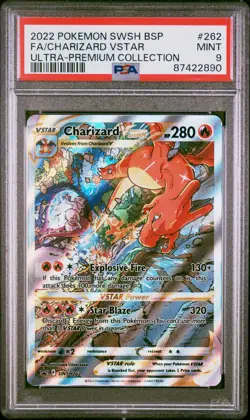 2022 POKEMON SWSH BLACK STAR PROMO #262 FULL ART/CHARIZARD VSTAR PSA 9 - Image 1