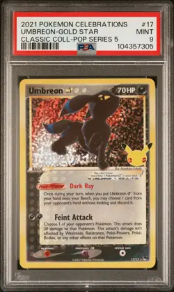 2021 POKEMON CELEBRATIONS CLASSIC COLLECTION #17 UMBREON-GOLD STAR PSA 9 - Image 1