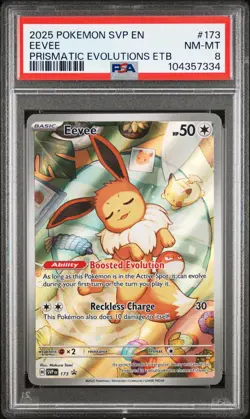 2025 POKEMON SVP EN-SV BLACK STAR PROMO #173 EEVEE PSA 8 - Image 1
