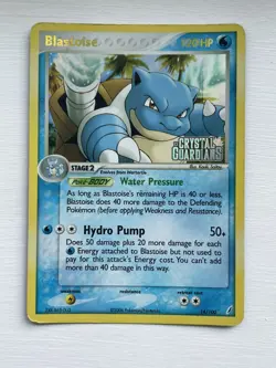 Pokemon TCG Blastoise EX Crystal Guardians 14/100 Reverse Holo Rare -LP - Image 1