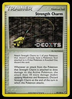 Pokemon Card - Strength Charm Deoxys 92/107 Reverse Holo Stamped - Image 1
