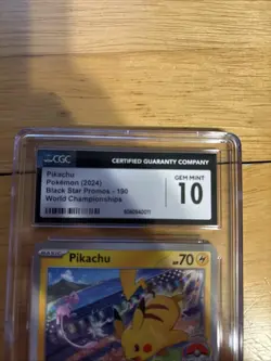 2024 POKEMON SVP EN-SV BLACK STAR PROMO WORLD CHAMPIONSHIPS #190 PIKACHU CGC 10 - Image 2