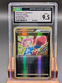 2010 Pokemon Unleashed Interviewer's Questions Reverse Holo #77 CGC Mint+ 9.5 - Image 1