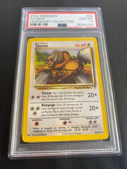 2002 Pokemon Tauros Legendary Collection #65 PSA 10 Gem Mint - Image 1