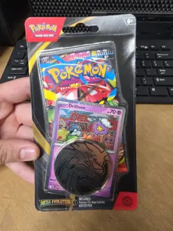 Pokemon Mega Evolution Factory Sealed Blister Booster Pack Drifblim w/ Coin - Image 1