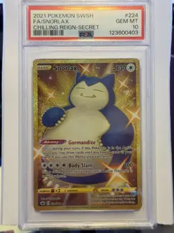 Pokemon PSA 10 Snorlax 224/198 Chilling Reign Gold Secret Rare - Image 1