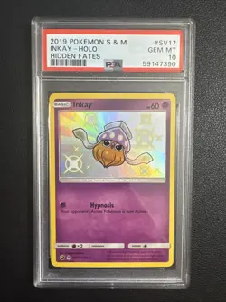 Pokemon Shiny Inkay SV17/SV94 PSA 10 Holo 2019 Hidden Fates - Image 1