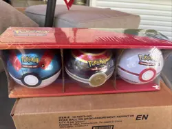 Pokemon Pokeball Tin 3-Pack Pokemon TCG 9 booster Packs total NEW Sealed E22 - Image 1