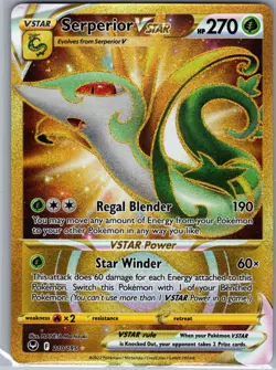 Serperior Vstar Silver Tempest 210/195 Pokemon Card Secret Rare Gold Full Art NM - Image 1