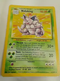 Nidoking 11/102 Moderately Played **HD PICS** Holo Base Set Pokemon Card Rare - Image 1