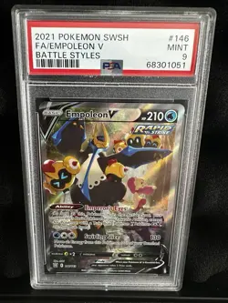 PSA 9 EMPOLEON V #146 (FULL ART) - 2021 POKEMON SWSH BATTLE STYLES - Image 1