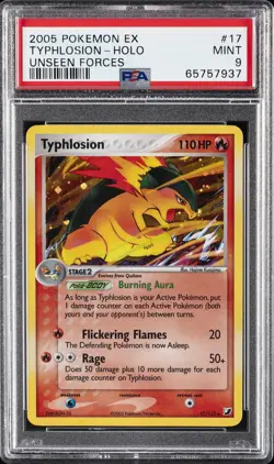 2005 POKEMON EX UNSEEN FORCES #17 TYPHLOSION-HOLO PSA 9 - Image 1