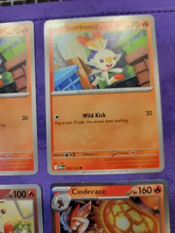 X4 Playset Mega Evolution Line Scorbunny Raboot CIinderace Pokemon TCG NM/M - Image 5