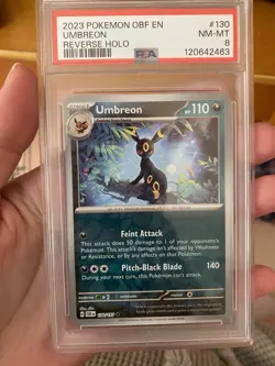 Pokemon Umbreon Obsidian Flames Reverse Holo #130 PSA 8 NM-MT - Image 1