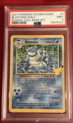 2021 Pokemon Celebrations Blastoise-Holo #2 Classic Coll-Base Set PSA 9 - Image 1