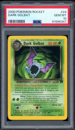 2000 Pokemon Team Rocket #24 Dark Golbat PSA 10 GEM MT Mint - Image 1