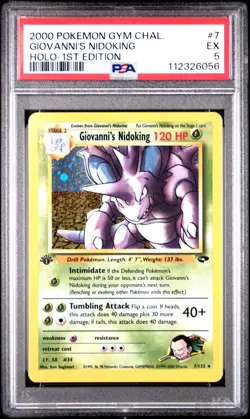 2000 POKEMON GYM CHALLENGE HOLO-1ST ED #7 GIOVANNI'S NIDOKING PSA 5 - Image 1