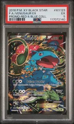2016 POKEMON XY BLACK STAR PROMO RED & BLUE COLL FULL ART/VENUSAUR EX PSA 5 - Image 1