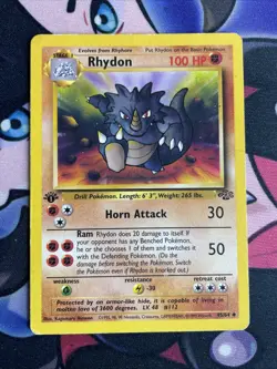 1st Edition Rhydon 45/64 Jungle Uncommon Pokemon TCG Vintage WotC 1999 LP - Image 1