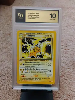 2001 Pokemon Neo Revelation Raichu 21/64 1st Edition WAG 10 - Image 1