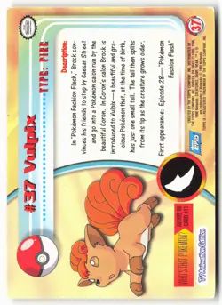 Topps #37 Vulpix Pokemon - Holo - 13677 - Image 2