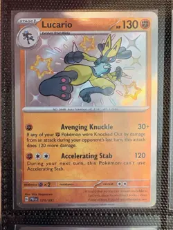 Pokemon TCG Lucario Card 174/091 Paldean Fates Shiny Holo Rare NM Condition - Image 1