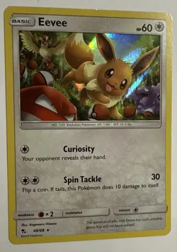 Eevee 48/68 - Pokemon TCG Holo Rare Hidden Fates Rare Card - Near Mint! - Image 2