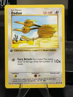 Pokemon TCG - DODUO - 48/102 - 1ST EDITION/SHADOWLESS - BASE SET (1999) - LP - Image 1