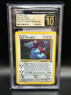 2000 Pokemon Black Star Promo COOL PORYGON #15 Holo CGC 10 PRISTINE *POP 8* RARE - Image 1