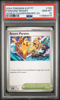 2024 POKEMON PORTUGUESE SVP PT-SV BLACK STAR PROMO #150 PARADISE RESORT PSA 10 - Image 1
