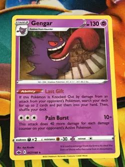 D197 POKEMON TCG CHILLING REIGN GENGAR #057 HOLO NM RARE - Image 1