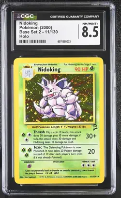 CGC 8.5 Nidoking 2000 Base Set 2 11/130 Holo SWIRL Pokemon Card - Image 1