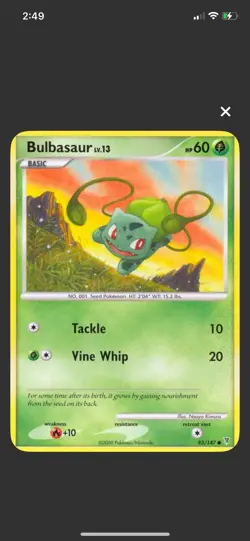 Pokemon TCG Bulbasaur Supreme Victors Card 93/147 Regular Common - Image 1