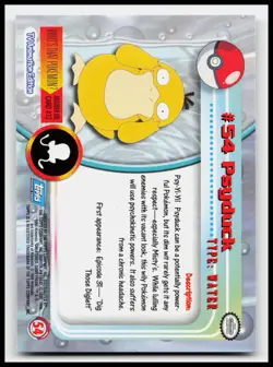 Psyduck #54 Blue Logo Topps Holo Foil Pokemon TV Animation Card - Image 2