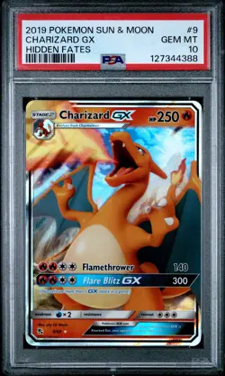 PSA 10 Charizard Gx Hidden Fates Pokemon Sun & Moon Hidden Fates 9 - Image 1