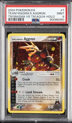 2004 POKEMON EX TEAM MAGMA VS TEAM AQUA #7 TEAM MAGMA'S AGGRON-HOLO PSA 9 - Image 1