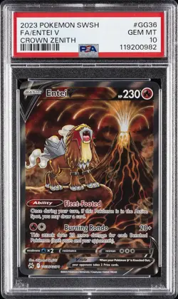 2023 POKEMON SWORD & SHIELD CROWN ZENITH #GG36 FULL ART/ENTEI V PSA 10 - Image 1