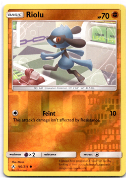 Pokemon TCG Riolu 102/214 Unbroken Bonds Reverse Holo Rare Near Mint - Image 1