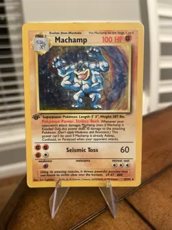 Machamp 8/102 1st Edition Holo Base Set 1999 WotC Pokemon Card MP - Image 1