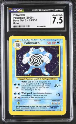 CGC 7.5 Poliwrath 2000 Base Set 2 15/130 Holo Pokemon Card - Image 1