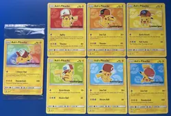 Pokemon ASH'S PIKACHU Complete Card Set SM108 - SM114 Sun & Moon Promos - NM+ - Image 1