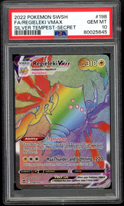 2022 Pokemon Silver Tempest Regieleki VMAX 198/195 Secret Rare GEM MINT PSA 10 - Image 1