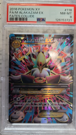2016 Pokemon XY FA/M Alakazam EX Fates Collide 118/124 PSA 8 NM-MT - Image 1