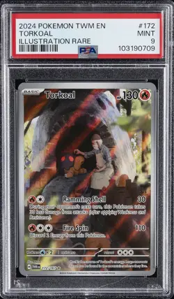 2024 POKEMON TWM EN-TWILIGHT MASQUERADE ILLUSTRATION RARE #172 TORKOAL PSA 9 - Image 1