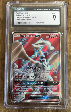 Reshiram GX 65/70 Full Art Dragon Majesty Sun & Moon Pokemon Card 2018 CGC 9 - Image 1