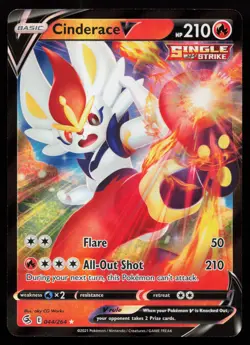 Cinderace V (44) 044/264 Ultra Rare SWSH08: Fusion Strike Pokemon Card - Image 1