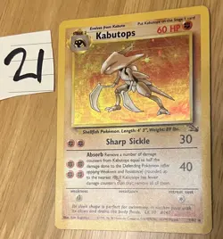 Pokemon TCG Kabutops Fossil Holo Rare Card 9/62 LP Condition 1999 WOTC Vintage - Image 1