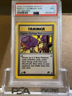 Pokemon 1st Edition Rocket # 77 Nightly Garbage Run PSA 9 Card MINT! NEW CERT! - Image 1
